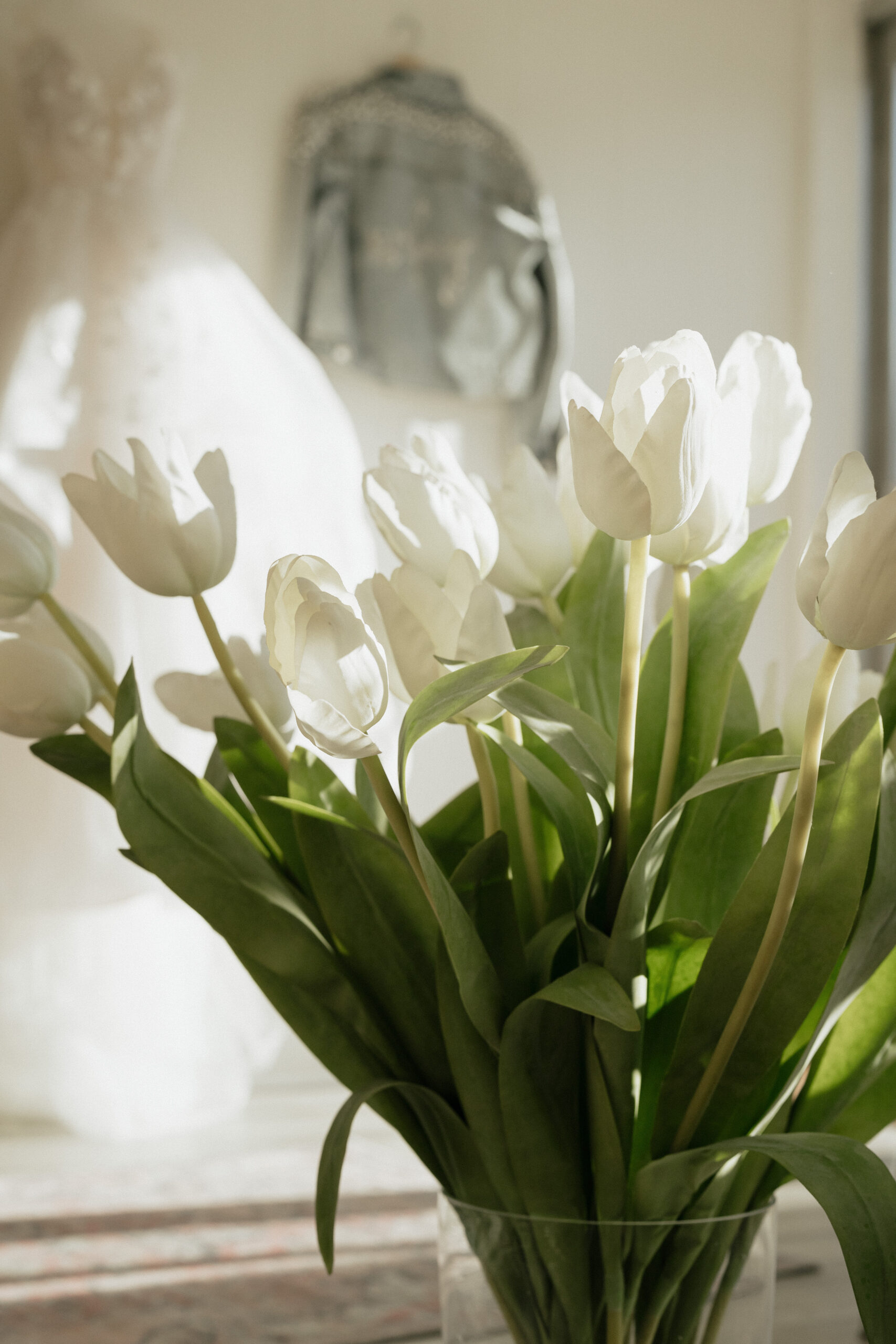 Flowers inside a bridal shop